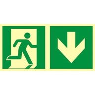 Znak – Kierunek do wyjścia ewakuacyjnego w dół (prawostronny)PCV 15x30 foto