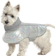 Ubranko kurtka peleryna dla psa na zimę ocieplane wodoodporne S srebrne