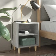 Nočný stolík s drevenými nohami sivý betón 40x30x50 cm