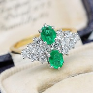 Zlatý prsteň so smaragdovými diamantmi 18K
