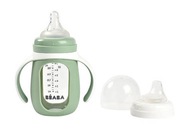 Butelka dla dziecka treningowa szklana z uchwytami 2w1 210 ml green Beaba