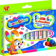 BAMBINO Flamastry pisaki ze stempelkami 12 kolorów dla dzieci