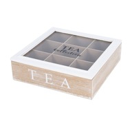 Box na čaj 9 miest TEA biely 24x24x7cm