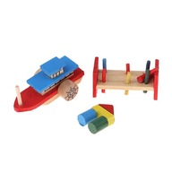 Drewniane klocki łódź narzędzie muzyczne 1/12 skala domek dla lalek miniaturowe życie