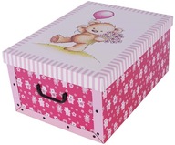 Kartónová škatuľa s dvojitým dnom, s držadlami, ozdobné medvedíky ružové