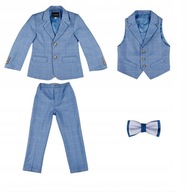 Oblek set 4-cz modrý komplet mriežka 0R1