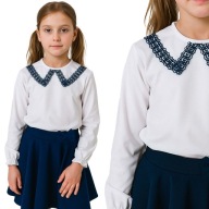 Lágy esésű ÜNNEPI BLÚZ gallérral, lányka blúz ISKOLÁBA