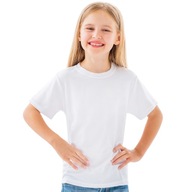 Koszulka bawełniana t-shirt dla chłopca dziewczynki strój WF biała 104-110