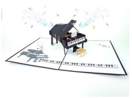 Grający Fortepian Kartka 3D Urodziny Pianino Chopin Muzyka Muzyczna Kartka