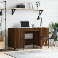 Písací stôl hnedý dub 140x50x75 cm materiál drevo