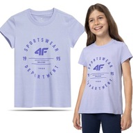 T-SHIRT KOSZULKA 4F KRÓTKI RĘKAW BAWEŁNIANA DLA DZIECI DZIEWCZYNKI NA WF