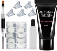 ZESTAW AKRYLOŻEL ACRYLGEL POLYGEL BUDUJĄCY 30ML TIPSY FORMY DUAL PŁYN KLIPS