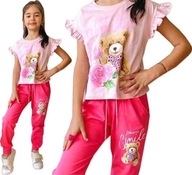 3-4 lata Komplet dziewczęcy MIŚ dres 2cz spodnie + bluzka z MISIEM różowy