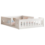 Fa platform ágy 140x200 korláttal, fehér