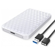 Orico Obudowa na dysk HDD SSD, SATA, 2,5" USB 5Gbps biała + kabel