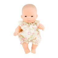 Oblečenie pre bábiky Miniland 21cm, kombinéza v ružienke na krémovom podklade