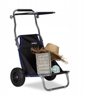 Składany wózek plażowy z daszkiem Relaxdays czarny Używany Uszkodz Ł401