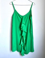 Sukienka tunika zielona Zara z falbaną, na ramiączkach