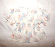 H&M biała bluzka tunika kwiaty wzorek 170