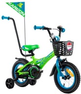 Rower Karbon Niki 12 Zielony Dla Chłopca Dziecięcy z prowadnikiem