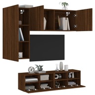 5-dielna zostava nábytku TV hnedá dub materiál na báze dreva