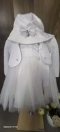 Sukienka chrzest, wesele , koronka, tiul + kapelusz, bolerko 62