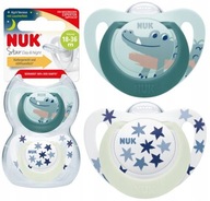 NUK SMOCZEK SILIKONOWY USPOKAJAJĄCY ANATOMICZNY STAR NIGHT 18-36M 2SZT+ETUI