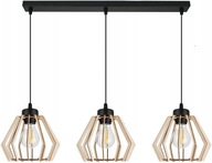 Lampa sufitowa z drewnianym kloszem wisząca LED 3 E27 młodzieżowa żyrandol