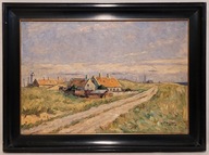 Hans KRUUSE ( 1893 – 1964 ) - „ WIEJSKI PEJZAŻ ”, piękny obraz olejny