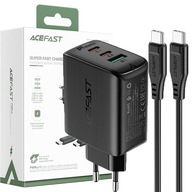 ACEFAST 2V1 NABÍJAČKA SIEŤOVÁ 2X USB C / USB 65W, PD, QC 3.0+KÁBEL ČIERNA