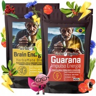 YERBA MATE na Pobudzenie, skupienie koncentracja GUARANA 2x400G ZESTAW