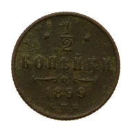 Z037 - Rosja - 1/2 kopiejki 1899 r. - Mikołaj II - Stan 3-