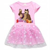 Máša a medveď dievčenské šaty ružové