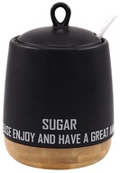 Czarna cukiernica ceramiczna z łyżeczką cukierniczka pojemnik na cukier