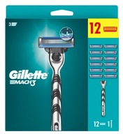 GILLETTE Mach3 Maszynka do golenia + 12 ostrzy wymiennych POWYSTAWOWE