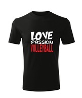 Koszulka T-shirt dziecięca D590 LOVE PASSION VOLLEYBALL czarna rozm 110