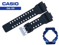 KOMPLET Pasek Casio Ga-100 Gshock czarny i Bezel niebieski ORYGINAŁ