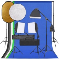 Zestaw fotograficzny 3 lampy 3 softboxy 5 tłach 1 blenda 110cm