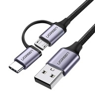 UGREEN KABEL PRZEWÓD USB 2W1 USB-C TYPE C MICROUSB QC 2.0 3.0 2,4 A 3 A 1M