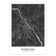 Plakat 50x70 Nowoczesna ścienna mapa Warszawy