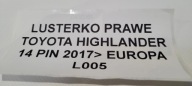 mirror right TOYOTA HIGHLANDER 14 PIN 2017- EUR