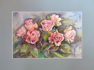 Ruže, akvarel, B. Mlynček-Szile