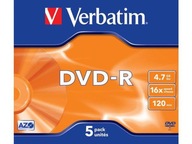 DVD-R Verbatim 4.7GB X16 Matt Silver (5 Jewel