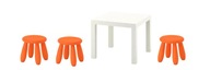 IKEA LACK Stôl + MAMMUT Tri detské stoličky