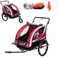 PRZYCZEPKA ROWEROWA AMORYZOWANA SKŁADANA 06 CZERWONA CZARNE MALOWANIE LED