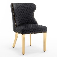 Krzesło Diamont glamour czarne/ złote pikowane