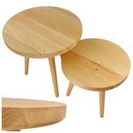 Konferenčný stolík 2v1 okrúhly drevený set DUB