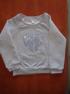 PRIMARK bluza j.szara z brokatowym sercem 122/6-7l