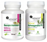 Extrakt Bacopa Monnieri 50% 500 mg 100 kapsúl. + Prírodná Ashwagandha 580 mg 9%