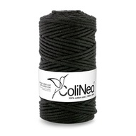 ColiNea sznurek pleciony do makramy 100% bawełna, 3mm 100m, czarny